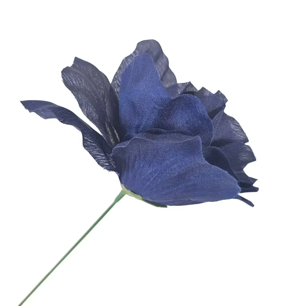 Navy Blue Artificial Roses 3in Fluffy Silk Flowers Stems Wedding Craft Lot of 20